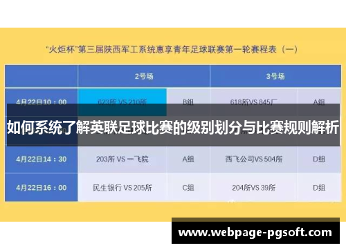 如何系统了解英联足球比赛的级别划分与比赛规则解析